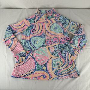 Lilly Pulitzer Sweatshirt Womens Medium Skipper Popover 1/2 Zip Pullover Stretch